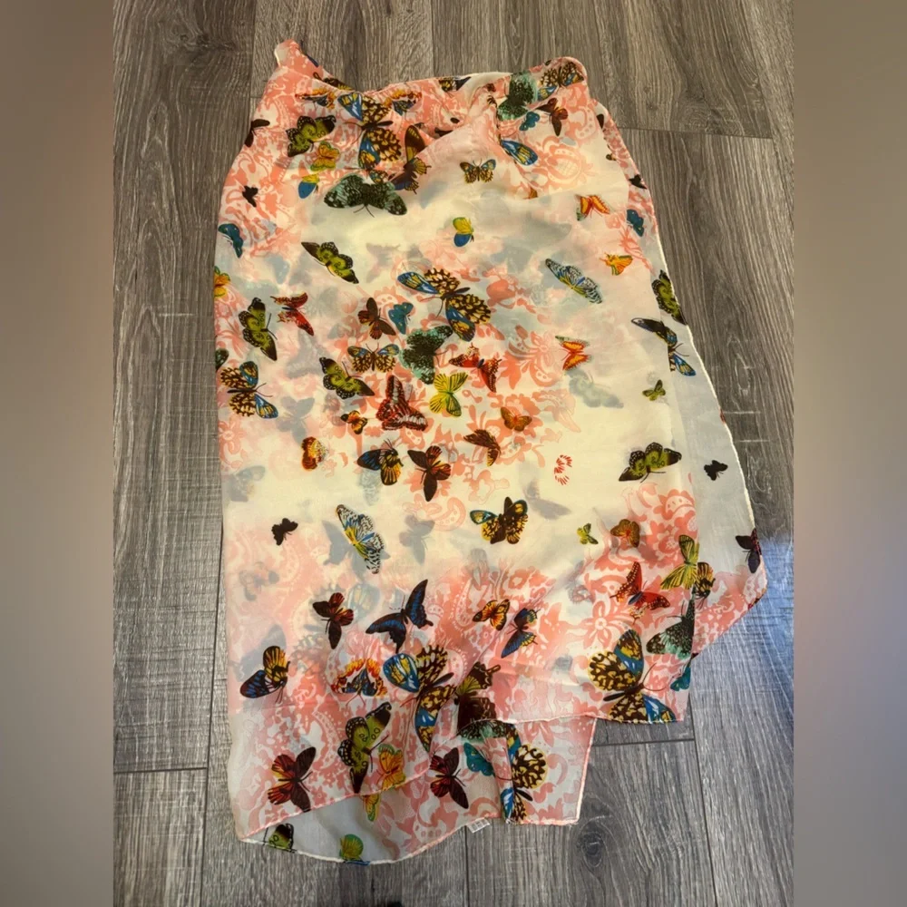 Butterfly Sheer Scarf, Gauzy Fabric 70”x10.5” by Ganz